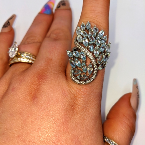 Aquamarine Gemstone Ring Sterling Silver - Picture 9 of 10